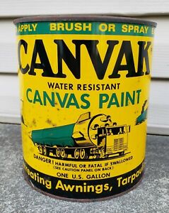 Rare NOS Vintage Canvak Paint Can Gas Oil Advertising Tin Sign Buckeye Fabric Co