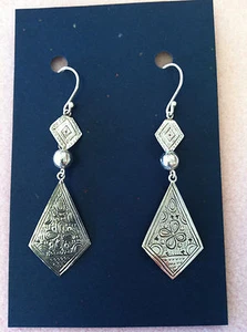 Sterling Silver long dangle, handmade in Nepal - Picture 1 of 1