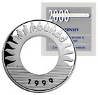 GUERNSEY 5 livres 1999 épreuve argent « Millennium - Sunrise » avec trou central + CoA