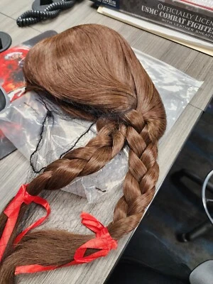 Peluca Yan Dream Kids marrón con cola de caballo pelo largo castaño con tapa de peluca incluida  Foto 1 de 3