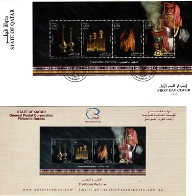 QATAR 2008 FIRST DAY COVER TRADITIONAL PERFUMES SHEET FOUR STAMPS SCOTT 1035 a-d - Image 1 of 4