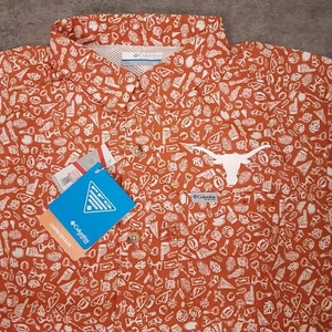 COLUMBIA CLG Texas Longhorns Super Slack Tide Shirt Mens Size SMALL Orange  - Picture 1 of 8
