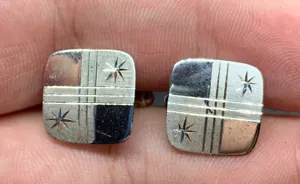 Vintage Sterling Cufflinks By Hickok USA Modernist Square Cufflinks 5.9g - Picture 1 of 6