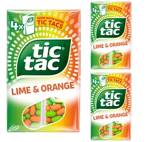 12 Pack x 18g Tic Tac Lime & Orange Sweets Refreshment (3 Multipacks x 4) - Picture 1 of 6
