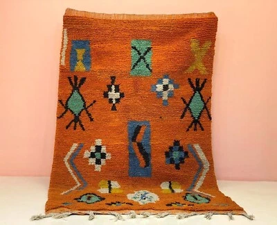 Alfombras Boujaad Naranja Personalizadas Alfombra Bohemia Sala Peluda Hecha a Mano Corredor de Escaleras Foto 1 de 4