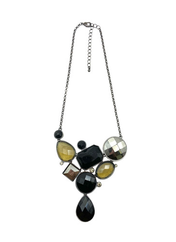 VETEMENTS Collana Grossa Oro Nero e Argento Sfaccettata Bauble Bib Statement Sfaccettata 20"