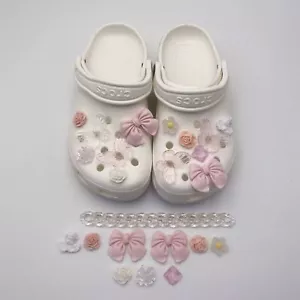 1set Vintage Butterfly Flower Pearl Croc Shoes Charms Jibbitz Decor Girls Gift - Picture 1 of 21