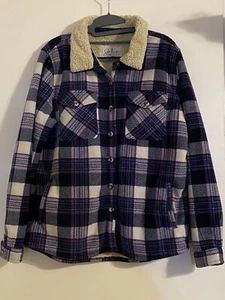 Soho Threads Damen Gr. Large Sherpa gefütterte Fleecejacke lila kariert Zuma - Bild 1 von 16