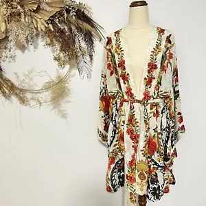 CAMILLA La Rosa 100% Silk Embellished Cardi Cape Belted Kimono Size 1 Floral - Picture 1 of 16
