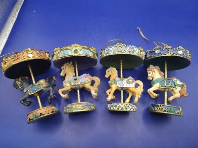 Lot Set of 4 Bradford Edition Carousels For All Seasons Horse Vintage Ornaments  - Image 1 of 4