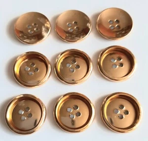 8 x 19mm large Gold Reversible Round Metal Buttons - SQ0177 - Picture 1 of 1