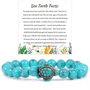 2023 Turquoise Natural Stone Turtle Beaded Elastic Bracelet Women Men Jewelry