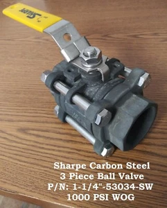 Sharpe Valves 1-1/4 53034SW Carbon Steel 1000 psi WOG Three Piece Ball Valve NEW - Picture 1 of 3