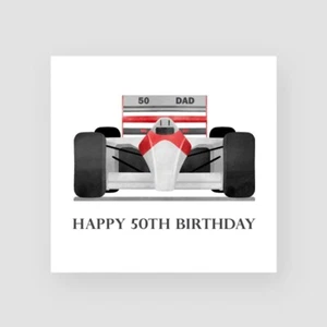 Personalised Handmade 50th Birthday Card Dad Formula 1 Car Birthday Gift - Picture 1 of 5