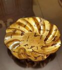 VTG Ruffled Edge Gold & Rose Gold Glass Centerpiece, Candle Holder or Fruit Bowl