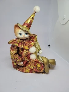 Vintage Porzellan Katze Clown musikalisch animierte Puppe - Bild 1 von 9