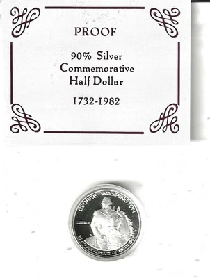 1982 George Washington Half Dollar-90 Silver-Washington Birth Anniversary-Uncirc - Image 1 of 4