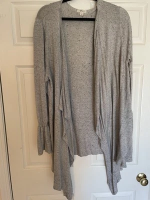 Cárdigan largo drapeado manga campana talla grande Style & Co. para mujer, talla 2X, gris claro Foto 1 de 4