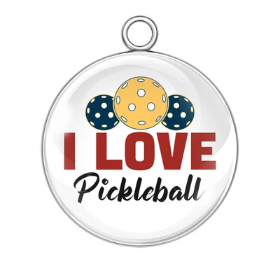 I Love Pickleball Charm - Divertido regalo Pickleball - Colgante de vidrio hecho a mano Foto 1 de 4