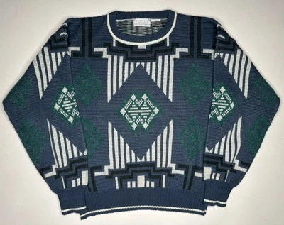 Vintage Hennessey Van Heusen Knit Geometric Pattern Abstract Biggie Sweater L - Image 1 of 4