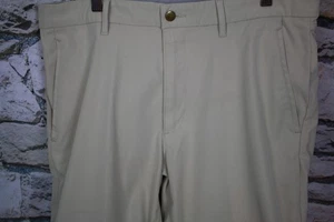 LANDS END Men’s Pants Flat Front Beige All Poly Side Zip Pocket 36 x 29 - Picture 1 of 12