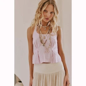 Free People Free-Est Derretido Algodón-Lino Recortado Top Halter XS NUEVO 281047 - Imagen 1 de 9
