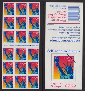 1992 Statue of Liberty 29c pane of 18 Sc 2599a plate number D1111 self-adhesive - Picture 1 of 1
