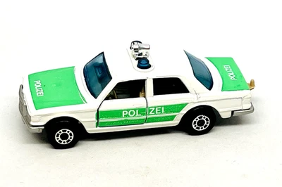Matchbox International 56 Mercedes 450SEL Police, white/green, silver base mint! - Image 1 of 3
