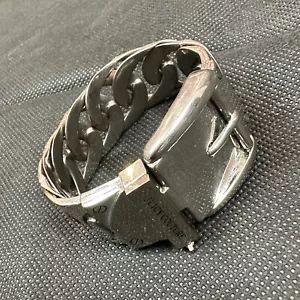 Vintage Juicy Couture silberfarbene Schnalle Kette breite Manschette Armband - Bild 1 von 7