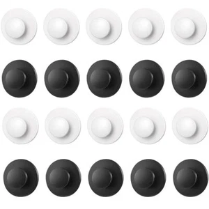 20 Pack Self-Adhesive Plastic Cabinet Knobs Round Drawer Knobs Black & White - Picture 1 of 7