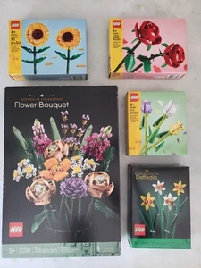 Lot of 5: Lego sunflowers roses tulips daffodils bouqet 40460 40524 40646 10280 - Picture 1 of 1