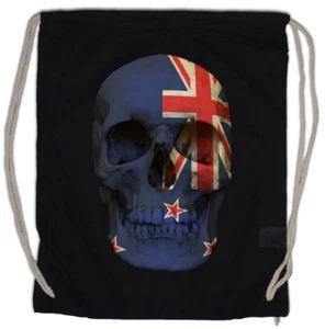 CLASSIC NEW ZEALAND SKULL FLAG Turnbeutel Biker MC Banner Shirt - Picture 1 of 1