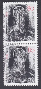 GERMANY 1986 Vertical Pair Michel 1272 Centenary of Oskar Kokoschka (1886-1980) - Picture 1 of 1