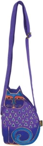 Laurel Burch Cutout Indigo Cat Shoulder Tote - LB6554A Purple