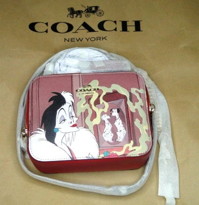 Bandolera Coach CC377 Disney X Coach Nueva con Etiquetas Caja con Motivo Cruella Roja Manzana Multi Foto 1 de 4