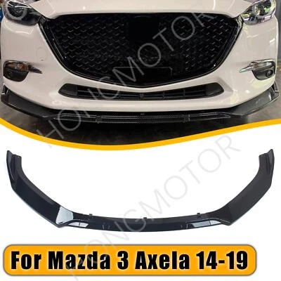 Divisor de alerón labial de parachoques delantero estilo negro brillante para Mazda 3 2014-2018 3 piezas Foto 1 de 4
