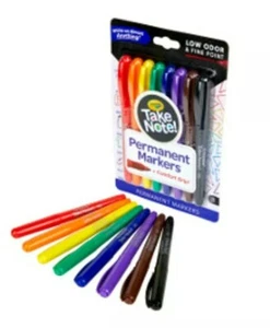 Crayola Take Note! 8ct Permanent Markers + Comfort Grip - 58-6508 [B26] - Picture 1 of 5