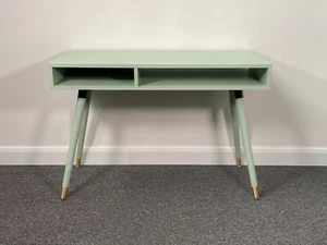 Denton neuwertig grün Schreibtisch/Konsole/Ankleidezimmer/Flur Tisch Eiche Holz Messing Retro Beine - Bild 1 von 12