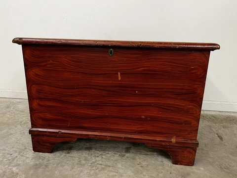 1840s lancaster county red paint decorated small blanket chest folk art Cover