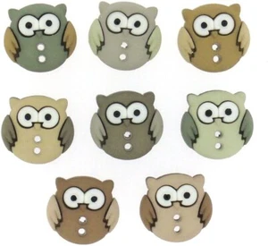 Botones de coser a través de búho - Juego de 8, para embellecer, coser, tejer! Adorable! - Imagen 1 de 1