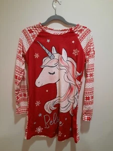 Wonder Nation Size XXL 18 Girls Nightgown. Christmas Snowflakes Unicorn Glitter - Picture 1 of 7