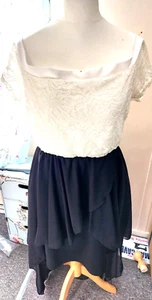 Quiz Curve size 22 gorgeous party dress cream lace, black skirt, chiffon £11.99 - Picture 1 of 18
