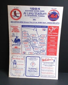 TARJETA DE PUNTUACIÓN DE RECUERDO AL LANG STADIUM 1984~CARDENALES VS FILLIES - Imagen 1 de 3