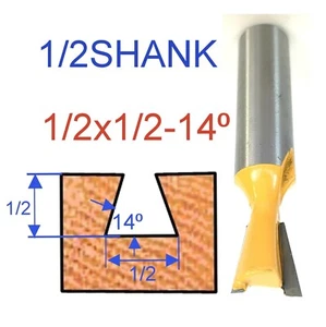 1 pc 1/2" SH 1/2 Diameter 14° Dovetail Router Bit (43750PC) For Omni Jig - Picture 1 of 12
