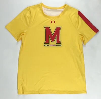 Camiseta deportiva Under Armour Maryland Terrapins para mujer M de lacrosse amarilla roja Foto 1 de 2