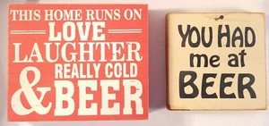 Lot Of 2 Beer Related Inspirational Decorative Wall Signs - Picture 1 of 10