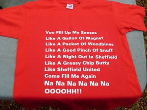 Sheffield United Greasy Chip Butty Song T-Shirt inc 4xl & 5xl Birthday Gift - Picture 1 of 8