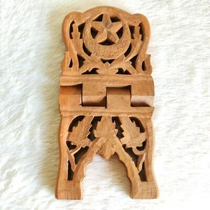 Vintage FloralArt Crescent Star Holy Book Keeping Wooden Folding book Stand W560 - Picture 1 of 9
