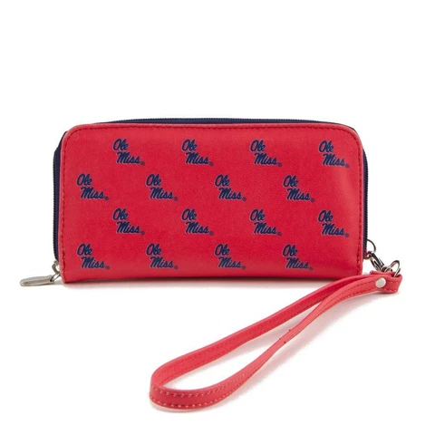Ladies Ole Miss Rebels Wristlet Womens Leather Wallet Cellphone Money Holder Cover