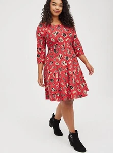 Torrid Babydoll Kleid Tattoo Rot Neu mit Etikett Neu 3X - Bild 1 von 11